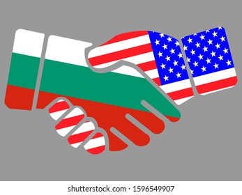 Bulgaria and USA flags Handshake vector