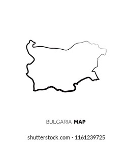 Bulgaria vector country map outline. Black line on white background
