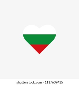 Bulgaria Vector Flag Inside heart shape graphic element Illustration template design
