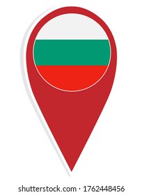 Bulgaria vector flag map location pin. 
