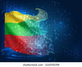 Bulgaria,  vector flag, virtual abstract 3D object from triangular polygons on a blue background
