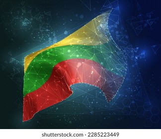Bulgaria,  vector flag, virtual abstract 3D object from triangular polygons on a blue background