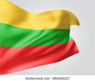 Bulgaria , vector flag with waves and bends waving in the wind on a white background.