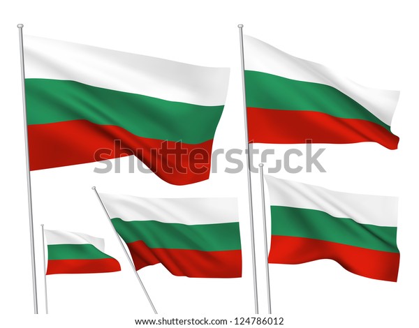 Bulgaria Vector Flags Set 5 Wavy Stock Vector (Royalty Free) 124786012