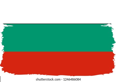 Bulgaria vector grunge brush stroke with  national flag. Watercolor painting flag. 