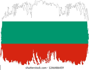 Bulgaria vector grunge brush stroke with  national flag. Watercolor painting flag. 