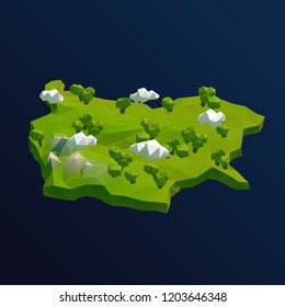 Bulgaria Vector Low Poly 3D Cartoon Map