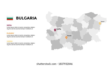 Bulgaria vector map infographic template. Slide presentation. Global business marketing concept. Color Europe country. World transportation geography data. 