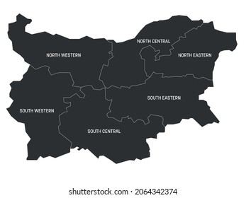 Bulgaria - Mapa vectorial de las regiones