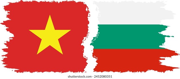 Bulgaria and Vietnam grunge flags connection, vector