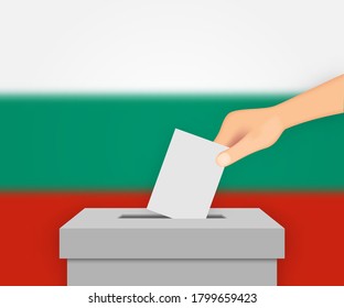 Bulgaria Vote Election Banner Background. Ballot Box With Blurred Flag