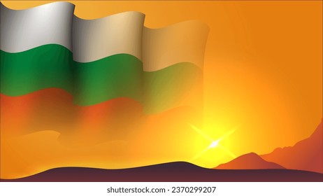 bulgaria waving flag background design on sunset view vector illustration suitable for poster, social media design event on bulgaria