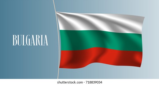Bulgaria waving flag vector illustration. Triple stripped flag as a national Bulgarian symbol