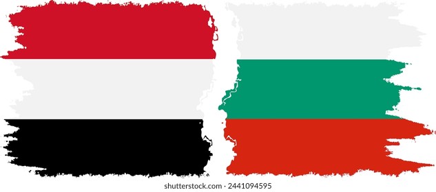 Bulgaria and Yemen grunge flags connection, vector