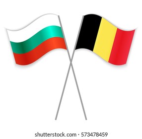 Bulgarian and Belgian crossed flags. Bulgaria combined with Belgium isolated on white. Language learning, international business or travel concept.