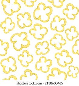 Bulgarian bell pepper seamless pattern on white background. Yellow paprika slices. Design for wallpaper, wrapping paper. Illustration of vegetables in cartoon simple style. Vector stock illustration