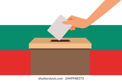 
Bulgarian Citizen Voting in National Elections Vector Illustration. Bulgarian people voting for new government in national elections 
