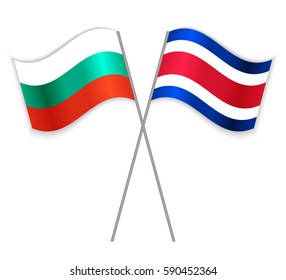 Bulgarian and Costa Rican crossed flags. Bulgaria combined with Costa Rica isolated on white. Language learning, international business or travel concept.