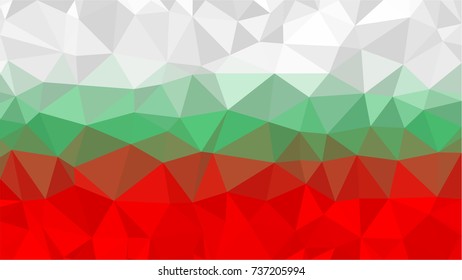 Bulgarian flag low poly triangle style. White green red flags.