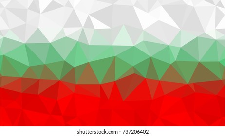 Bulgarian flag low poly triangle style. White green red flags.