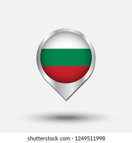 Bulgarian flag map pointer with shadow. Vector illustration