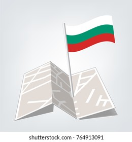 Bulgarian Flag with Metal Pole. Vector illustration,check in