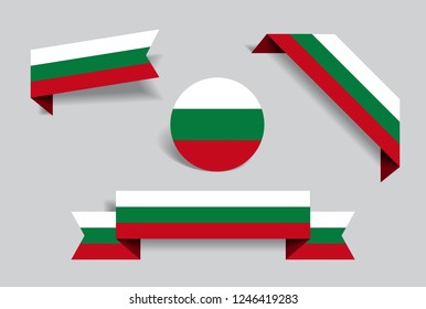 Bulgarian flag stickers and labels set. Vector illustration.