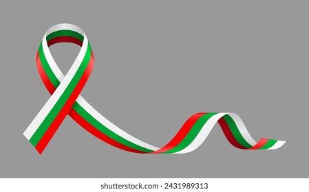 Bulgarian flag stripe ribbon wavy background layout. Vector illustration.