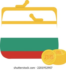 Bulgarian Flag vector hand drawn,Bulgarian lev vector hand drawn,Euro vector hand drawn