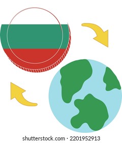 Vector de la bandera búlgara dibujado a mano, vector de lev búlgaro dibujado a mano,mano del vector del euro dibujado