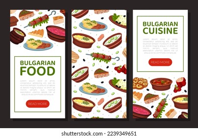 Bulgarian Food Cuisine Banner Design with Popular Dishes Vector Template