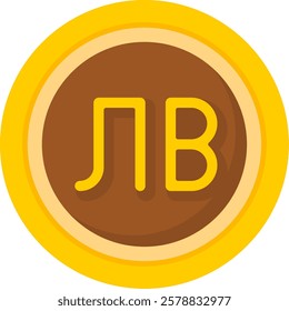 Bulgarian Lev Flat Style Icon Design