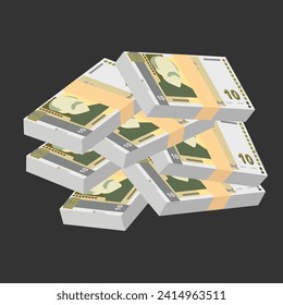 Bulgarian Lev Vector Illustration. Bulgaria money set bundle banknotes. Paper money 10 BGN. Flat style. Isolated on white background. Simple minimal design.
