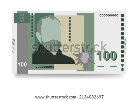 Bulgarian Lev Vector Illustration. Bulgaria money set bundle banknotes. Paper money 100 BGN. Flat style. Isolated on white background. Simple minimal design.