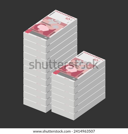 Bulgarian Lev Vector Illustration. Bulgaria money set bundle banknotes. Paper money 5 BGN. Flat style. Isolated on white background. Simple minimal design.