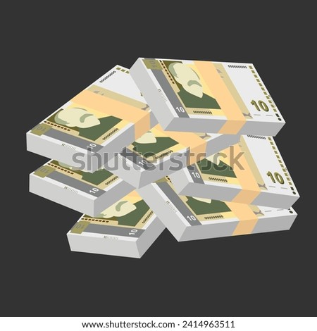 Bulgarian Lev Vector Illustration. Bulgaria money set bundle banknotes. Paper money 10 BGN. Flat style. Isolated on white background. Simple minimal design.