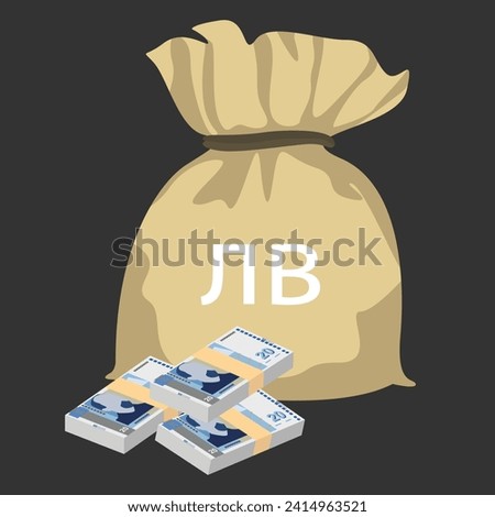 Bulgarian Lev Vector Illustration. Bulgaria money set bundle banknotes. Money bag 20 BGN. Flat style. Isolated on white background. Simple minimal design.