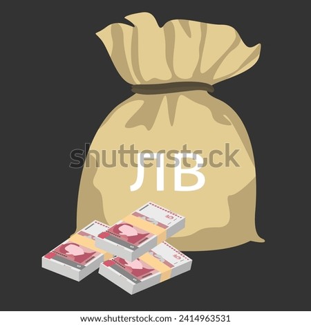 Bulgarian Lev Vector Illustration. Bulgaria money set bundle banknotes. Money bag 5 BGN. Flat style. Isolated on white background. Simple minimal design.