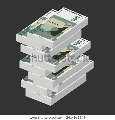 Bulgarian Lev Vector Illustration. Bulgaria money set bundle banknotes. Paper money 100 BGN. Flat style. Isolated on white background. Simple minimal design.