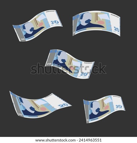Bulgarian Lev Vector Illustration. Bulgaria money set bundle banknotes. Money bag 20 BGN. Flat style. Isolated on white background. Simple minimal design.