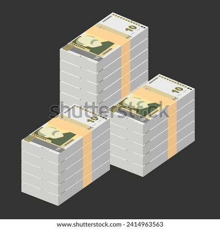 Bulgarian Lev Vector Illustration. Bulgaria money set bundle banknotes. Paper money 10 BGN. Flat style. Isolated on white background. Simple minimal design.