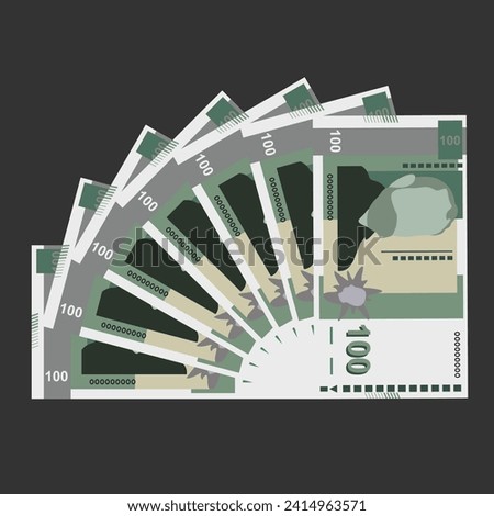 Bulgarian Lev Vector Illustration. Bulgaria money set bundle banknotes. Paper money 100 BGN. Flat style. Isolated on white background. Simple minimal design.