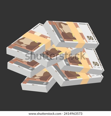Bulgarian Lev Vector Illustration. Bulgaria money set bundle banknotes. Paper money 50 BGN. Flat style. Isolated on white background. Simple minimal design.