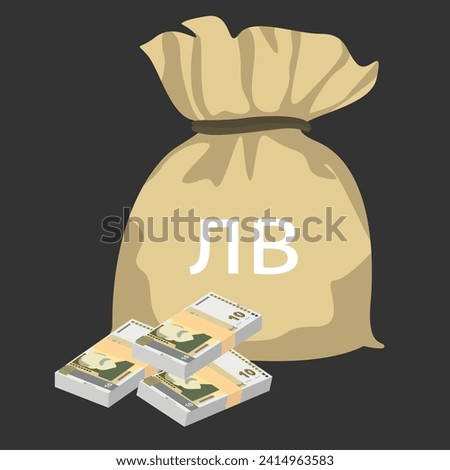 Bulgarian Lev Vector Illustration. Bulgaria money set bundle banknotes. Money bag 10 BGN. Flat style. Isolated on white background. Simple minimal design.