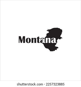 Bulgarian Montana map and black lettering design on white background