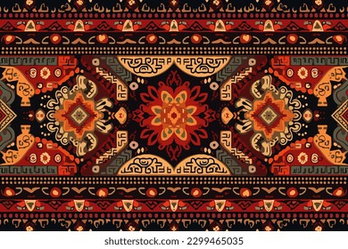 Bulgarian ornament tribal pattern. Abstract seamless traditional folk graphic line. Ornate elegant luxury vintage retro modern minimal for texture textile fabric backdrop background wallpaper. 