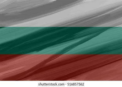 Bulgarian painted / drawn vector flag. Vector file contains flag and texture layers. . 