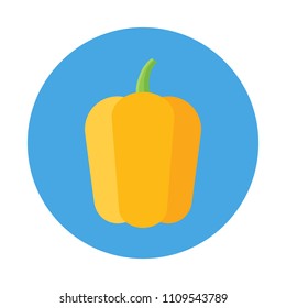 Bulgarian pepper flat icon isolated on blue background. Simple Bulgarian pepper symbol in flat style, vector illustration for web and mobile design.