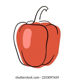 Bulgarian Pepper line drawing. Flat illustration of Pepper vector icon isolated on white background.