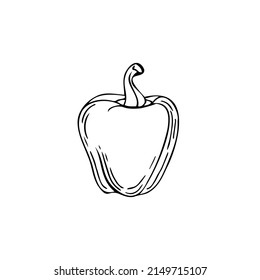 Pimienta búlgara delgadas líneas negras sobre un fondo blanco - Ilustración vectorial